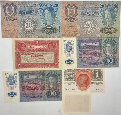 Węgry i Austria. Zestaw banknotów RÓŻNE – 7 sztuk