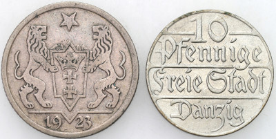 WMG. 1 gulden i 10 fenigów 1923 – 2 sztuki