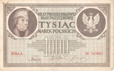 1000 marek polskich 1919 Kościuszko seria A