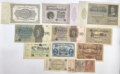 Niemcy. Zestaw banknotów 1914-1942 – 11 sztuk