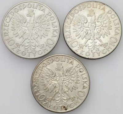 10 złotych Głowa Kobiety 1933 – 3 sztuki