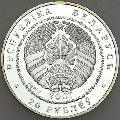 Białoruś. 20 rubli 2007 Wilki – SREBRO