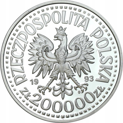 200.000 zł 1993 Jagiellończyk półpostać – SREBRO