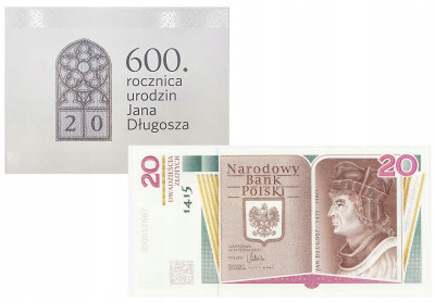 Banknot 20 złotych 2015 Jan Długosz + folder