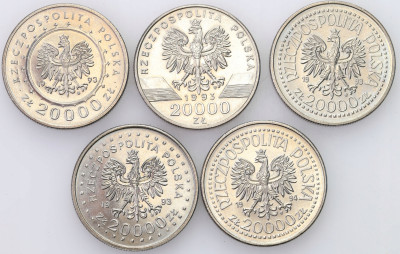 20.000 złotych 1993-1994 RÓŻNE – 5 sztuk