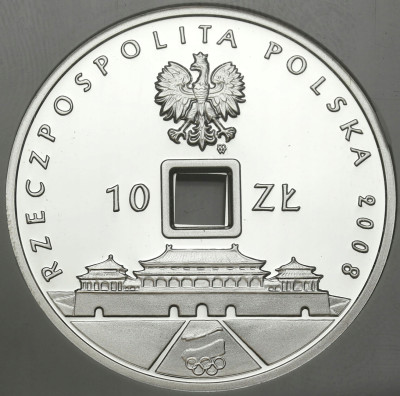 10 złotych 2008 Pekin (dziura) - GCN PR70 - SREBRO