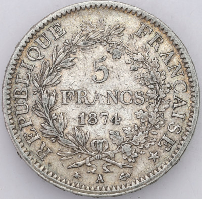 Francja. 5 franków 1874 A, Paryż