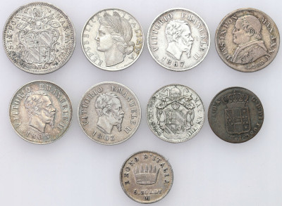 Włochy i Watykan, zestaw 9 monet