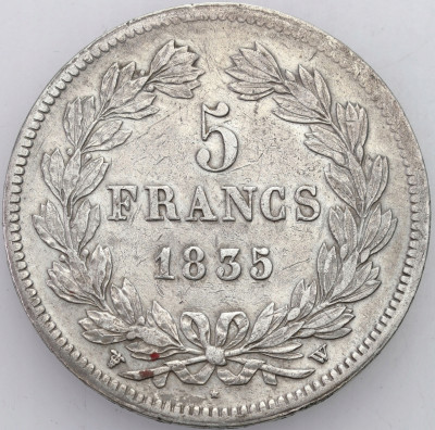 Francja, Ludwik Filip I. 5 franków 1835 W, Lille