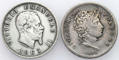 Włochy. Lira 1812 lira 1863 - RZADKIE