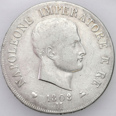 Włochy, Napoleon I. 5 Lirów 1808, Milan - RZADKIE
