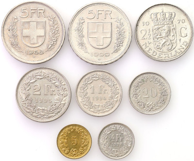 Szwajcaria / Holandia. Zestaw monet – 8 egz.