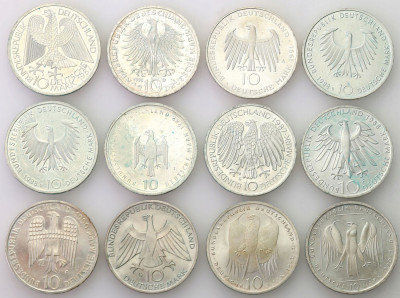 Niemcy RFN 10 marek 1987-1993 - ZESTAW 12 szt.