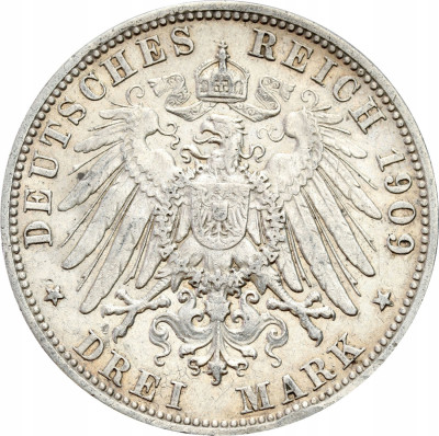 Niemcy, Bawaria. 3 marki 1909 D, Monachium