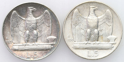 Włochy. 5 lirów 1930 i 1929 R, Rzym