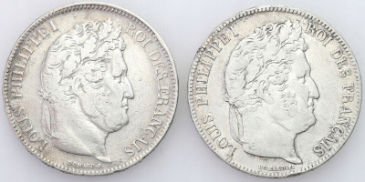 Francja, 5 franków 1832 i 1838 W, Lille