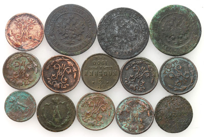 Rosja, monety miedziane, zestaw 14 sztuk