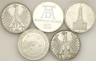 Niemcy. 5 marek 1934-1973 RÓŻNE. SREBRO - 5 szt