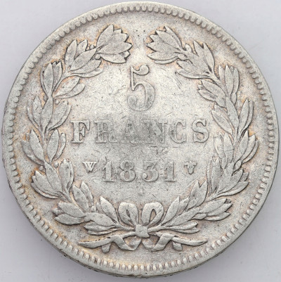 Francja, Ludwik Filip I. 5 franków 1831 W, Lille