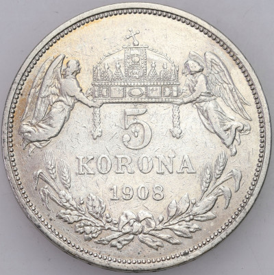 Węgry. 5 koron 1908 KB, Kremnica