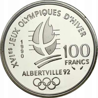Francja. 100 franków 1990 Igrzyska 1992 - SREBRO