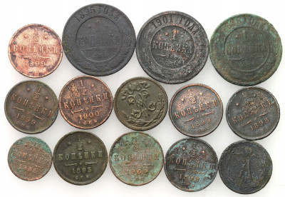 Rosja, monety miedziane, zestaw 14 sztuk