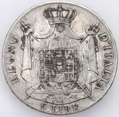 Włochy, Napoleon I. 5 Lirów 1808, Milan - RZADKIE