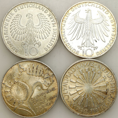 Niemcy, 10 marek 1972 RÓŻNE. SREBRO - 4 sztuki