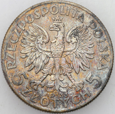 II RP. 5 złotych 1933 głowa kobiety