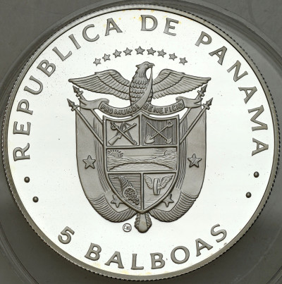 Panama. 5 balboa 1982 MŚ w Piłce Nożej – SREBRO