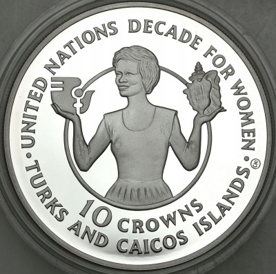 Turks i Caicos. 10 koron 1985 – SREBRO
