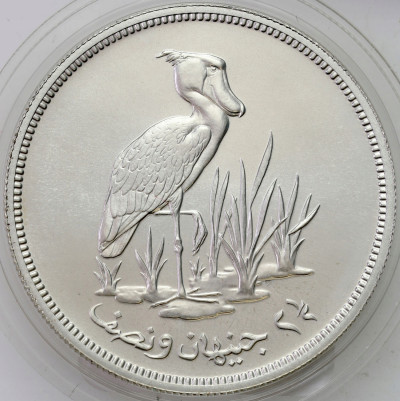 Sudan. 2 1/2 funta AD 1976 Czapla królewska SREBRO
