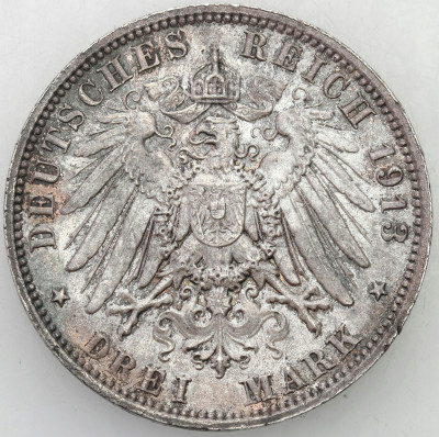 Niemcy Saksonia 3 Marki 1913 E Lipsk - SREBRO