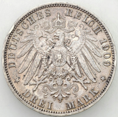 Niemcy, 3 marki 1909 A, Berlin – SREBRO