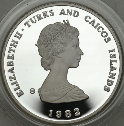 Turks i Caicos. 10 koron 1982 Piłka Nożna – SREBRO