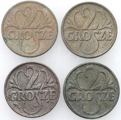 II RP. 2 grosze 1923-1938, zestaw 4 monet