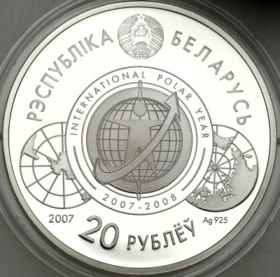 Białoruś. 20 rubli 2007 Rok Polarny – SREBRO