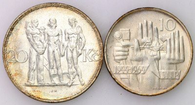 Czechosłowacja 10-20 koron 1933-1964 SREBRO– 2 szt