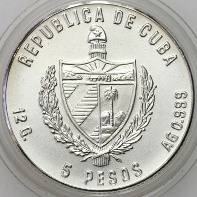 Kuba. 5 peso 1985 Krokodyl – SREBRO