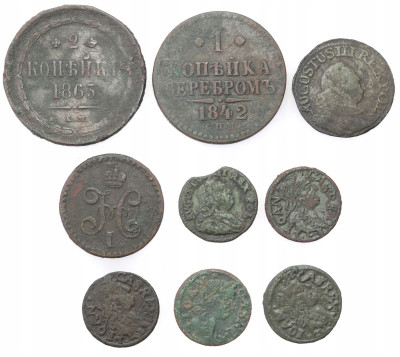 Polska, Rosja, zestaw 9 monet