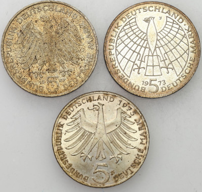 Niemcy. 5 marek 1973-1977. SREBRO – 3 szt