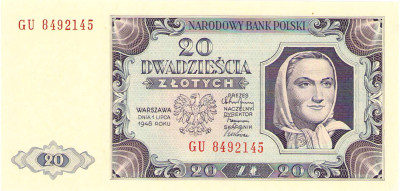20 złotych 1948 seria GU