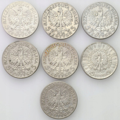 II RP. 5 złotych 1932-1936 – 7 szt