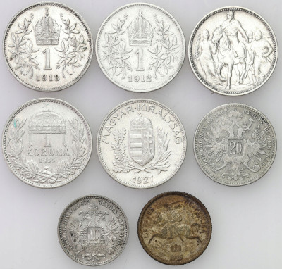 Europa. Zestaw 8 monet RÓŻNE - SREBRO