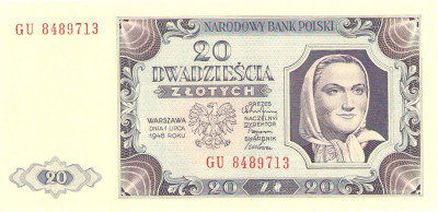 20 złotych 1948 seria GU