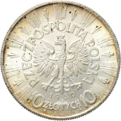 II RP. 10 złotych 1939 Piłsudski - PIĘKNE