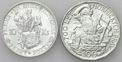 Słowacja/Czechosłowacja 10-100 koron 1944-49 2 szt