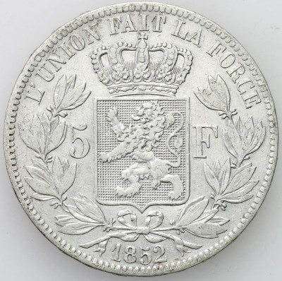 Belgia - 5 Franków 1852 – SREBRO