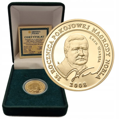 Medal 700 talarów Gdańskich - Rocznica pokojowej nagrody Nobla - ZŁOTO