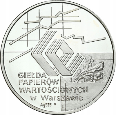 Medal 10 lat Giełdy Papierów Wartościowych SREBRO i BURSZTYN Mennica W-wska